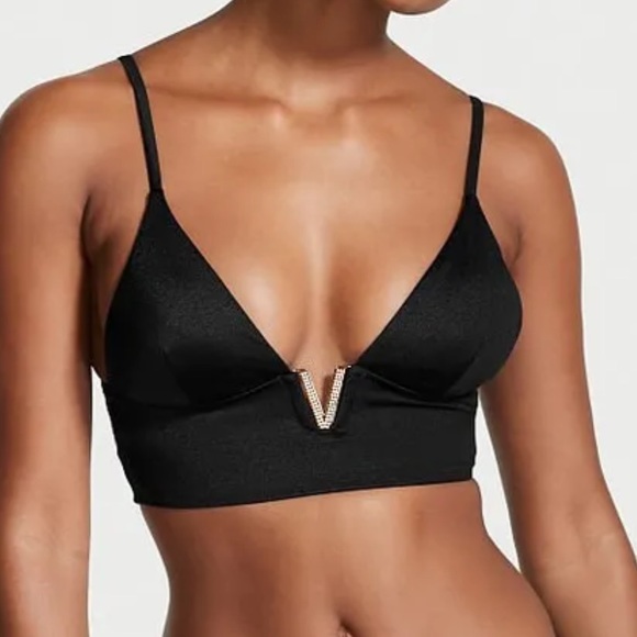 Victoria's Secret Swim Victorias Secret Black Bikini With Gold V